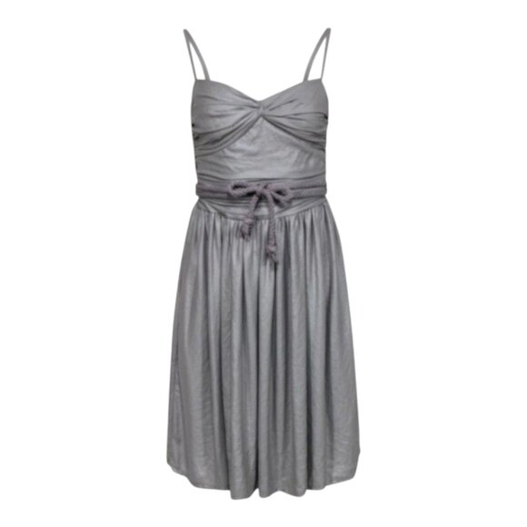 Nanushka Sleevelss Smocked Back Rope Belt Dress in Taupe Feminine Women's Small - Picture 1 of 11